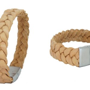 Leren gevlochten armband