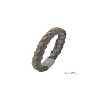 Rond leren gevlochten armband