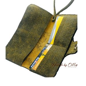 Bruin verweerd leren portemonnee - Beserker