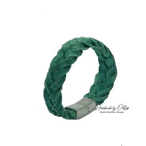 Groen leren armband