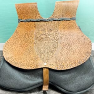 Handmade and tooled mediaval bag